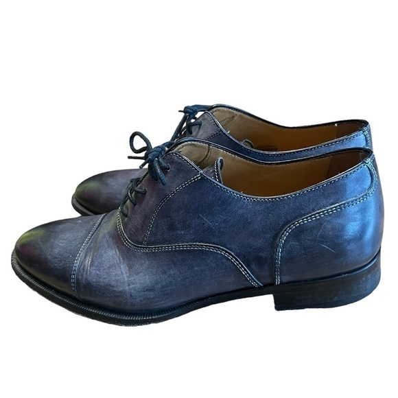 Di Bianco Gallo blue leather lace up derby shoes display picture 3